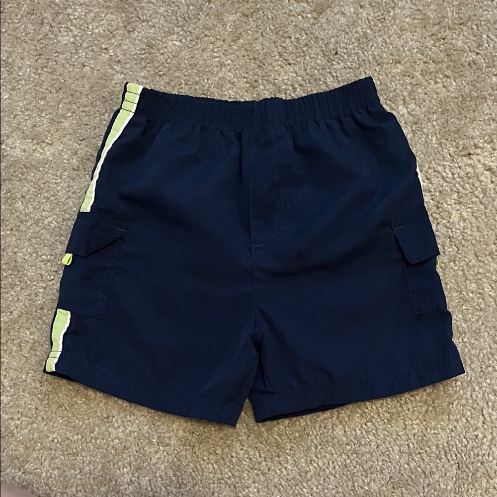 Fisher-Price Navy and green striped swim trunks